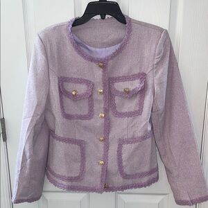 NWOT Lilac spring blazer with tweed trims